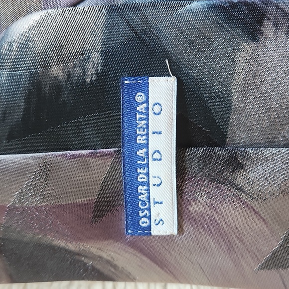 Oscar de la Renta tie gray purple green - Picture 4 of 7